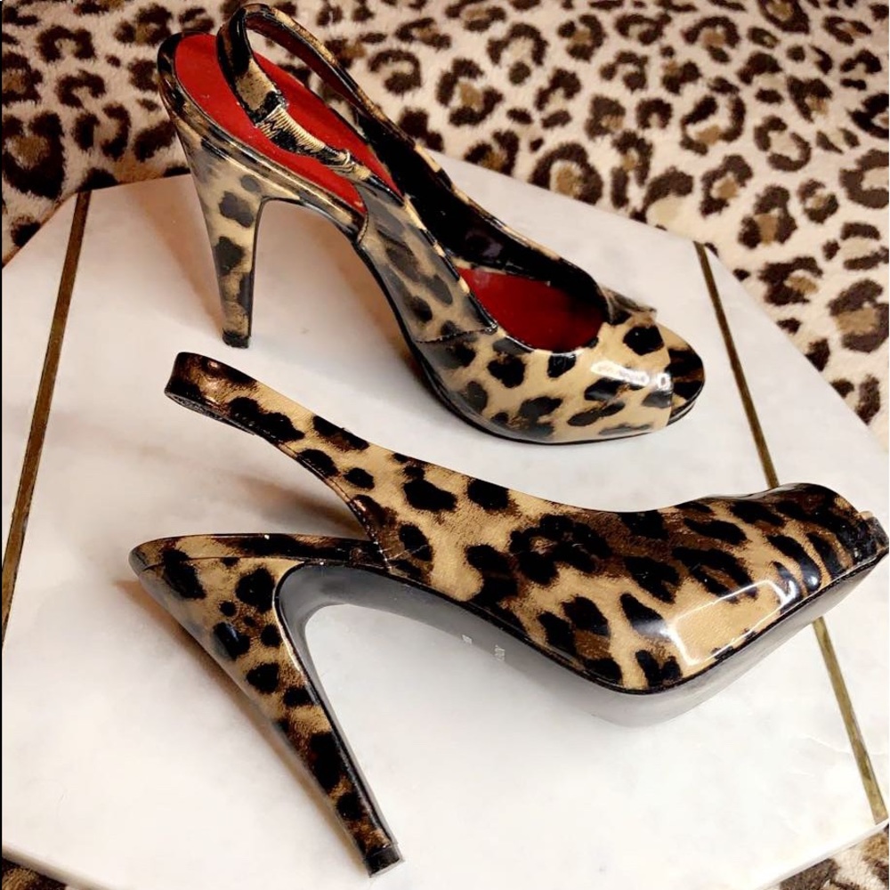 Leopard Nine West heels, used only once, cleaning out closet.